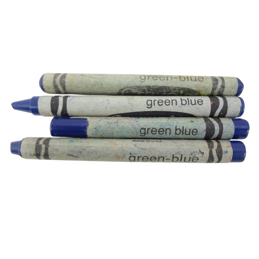 Crayola Green Blue Crayons 4 Count Vintage Fair Discontinued Retired Teal Rare